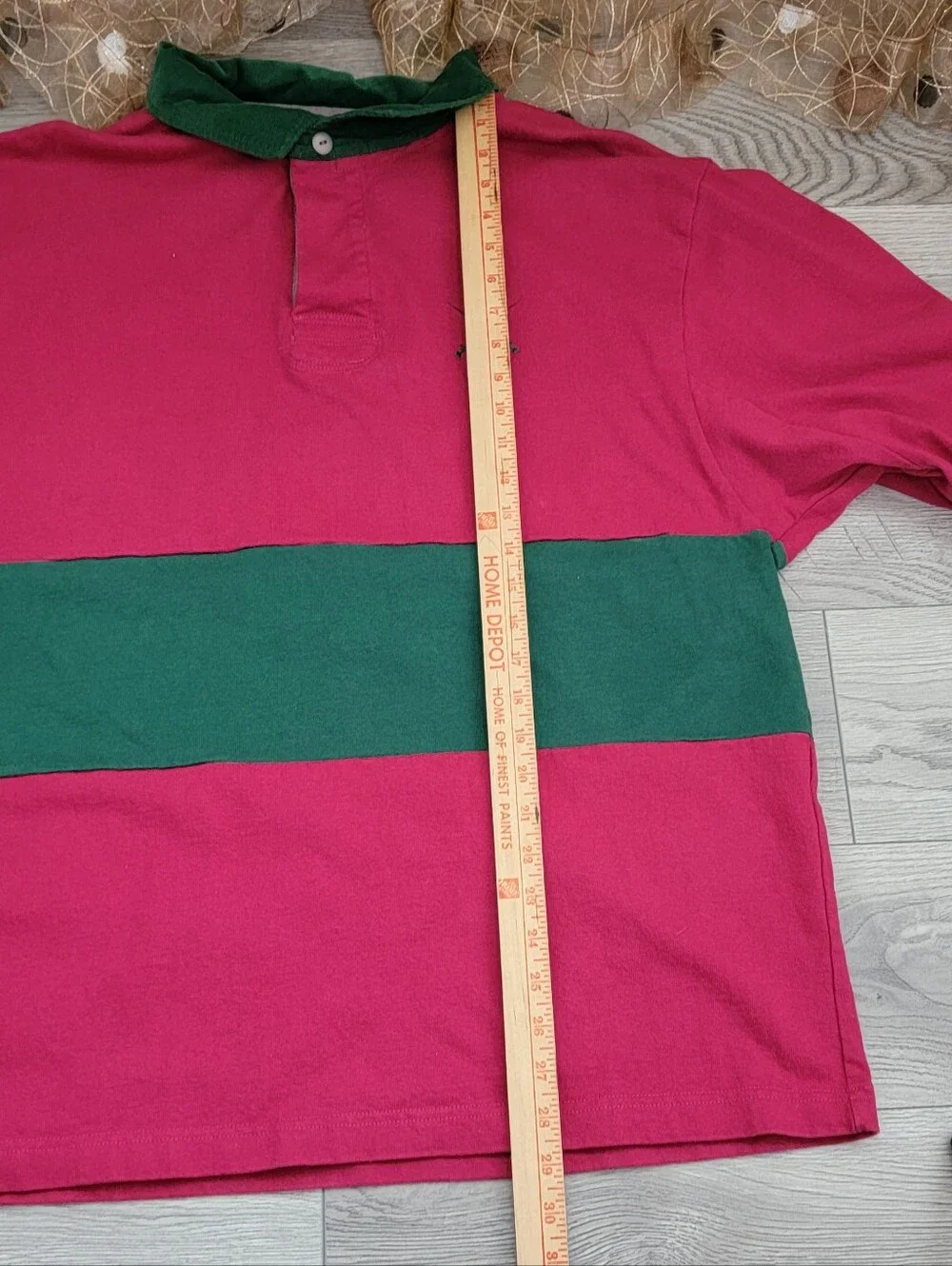 Vintage Mens XL Ruck-It Rugby Pink Green Long-Sleeve Shirt, 100% Cotton